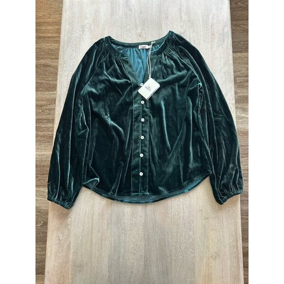 Elegant Velvet Green Blouse - Picture 2 of 8
